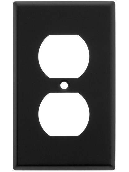 Classic Single Duplex Cover Plate In Matte Black.